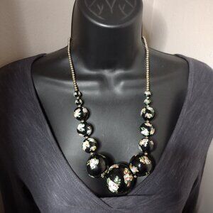 26 Inch Vintage Large Flower Bead Necklace